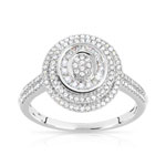 Bague or 750 blanc ronde diamants - vue 1