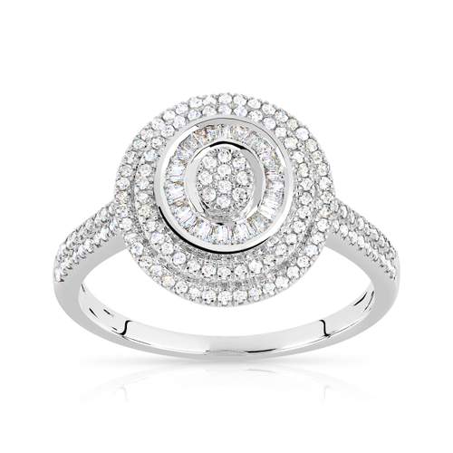 Bague or 750 blanc ronde diamants