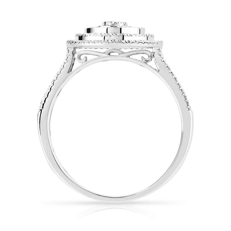 Bague or 750 blanc ronde diamants - vue 2