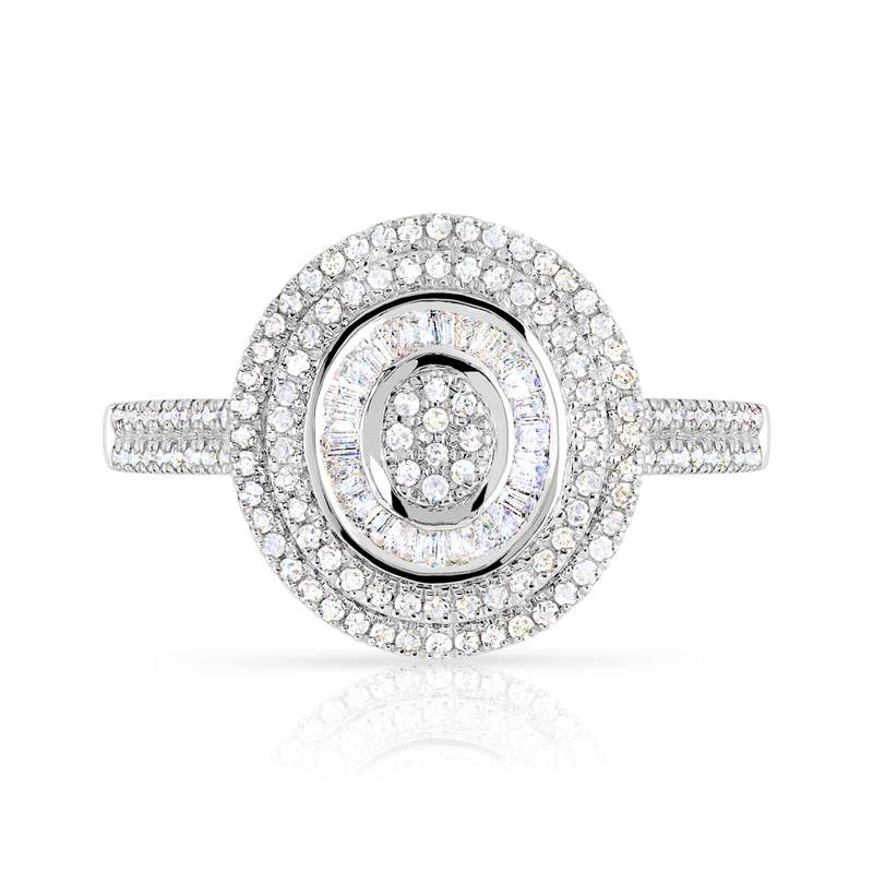 Bague or 750 blanc ronde diamants - vue 3