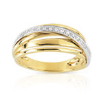 Bague 2 ors 750 anneaux entrelacés diamants - vue 1