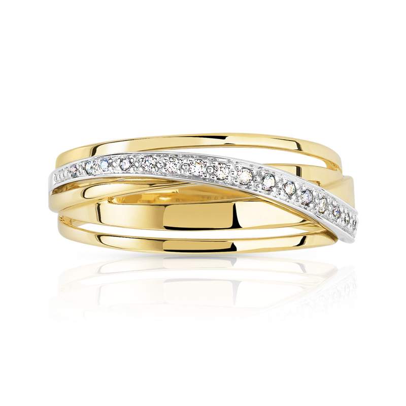 Bague 2 ors 750 anneaux entrelacés diamants - vue 3
