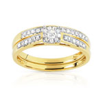 Duo alliance demi-tour solitaire or 750 2 tons diamants - vue 1