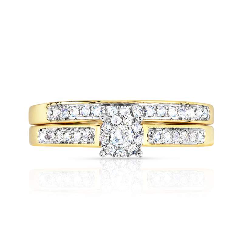 Duo alliance demi-tour solitaire or 750 2 tons diamants - vue 3