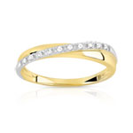 Bague 2 ors 750 anneaux croisés diamants - vue 1