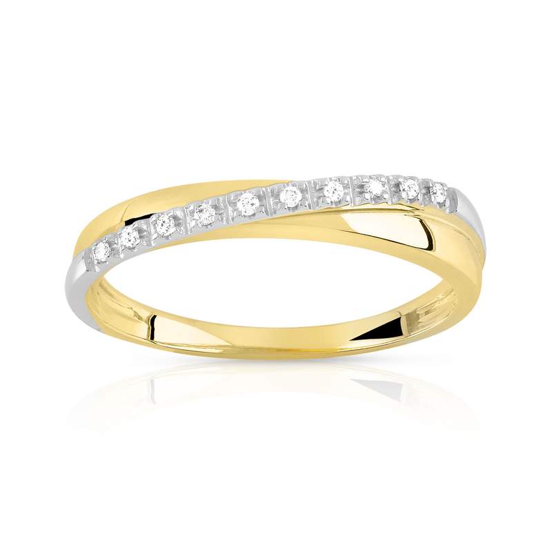 Bague 2 ors 750 anneaux croisés diamants - vue 1
