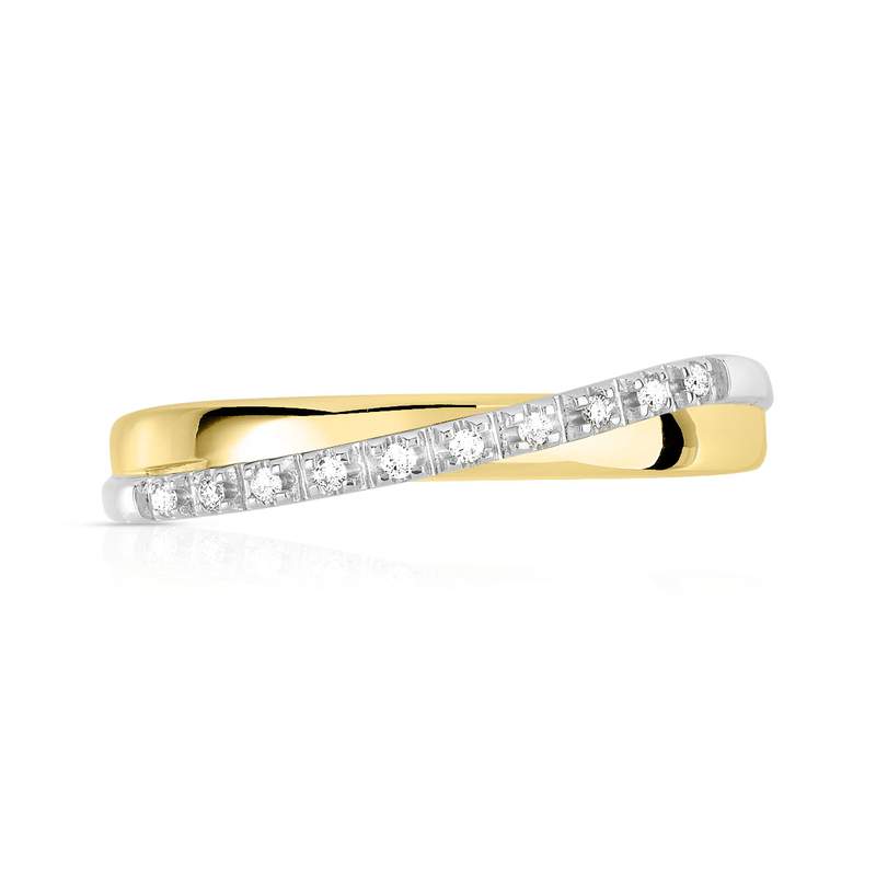 Bague 2 ors 750 anneaux croisés diamants - vue 3