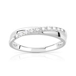 Bague or 750 blanc anneaux entrelacés diamants - vue 1
