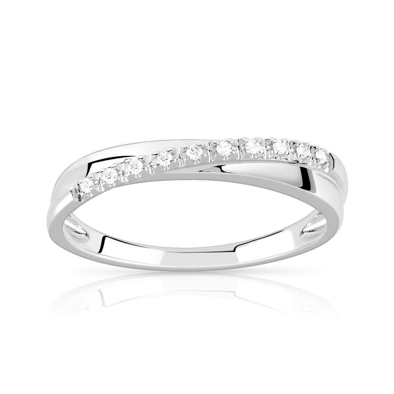 Bague or 750 blanc anneaux entrelacés diamants - vue 1