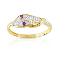 Bague or 750 2 tons rubis et diamant