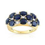Bague or 750 2 tons saphirs ovales et diamants - vue 1