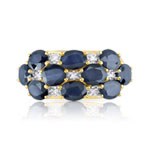 Bague or 750 2 tons saphirs ovales et diamants - vue 3