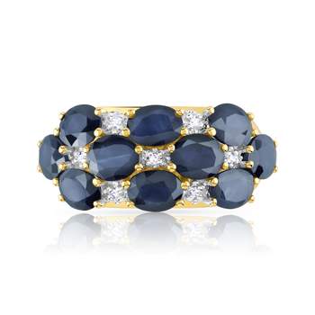 Goud 750 2-tone ovale saffieren en diamanten ring