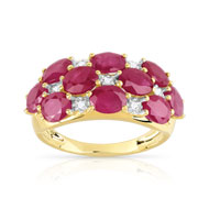 Bague or 750 2 tons rubis et diamant
