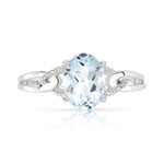 Bague or 750 blanc aigue marine ovale - vue 3