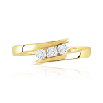 Bague or 750 jaune trilogie diamants - vue 3