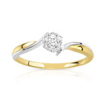 Bague or 750 2 tons fleur diamants - vue 1
