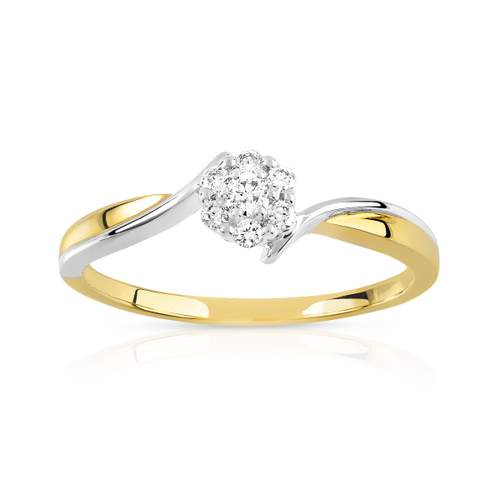 Bague or 750 2 tons fleur diamants