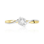 Bague or 750 2 tons fleur diamants - vue 3