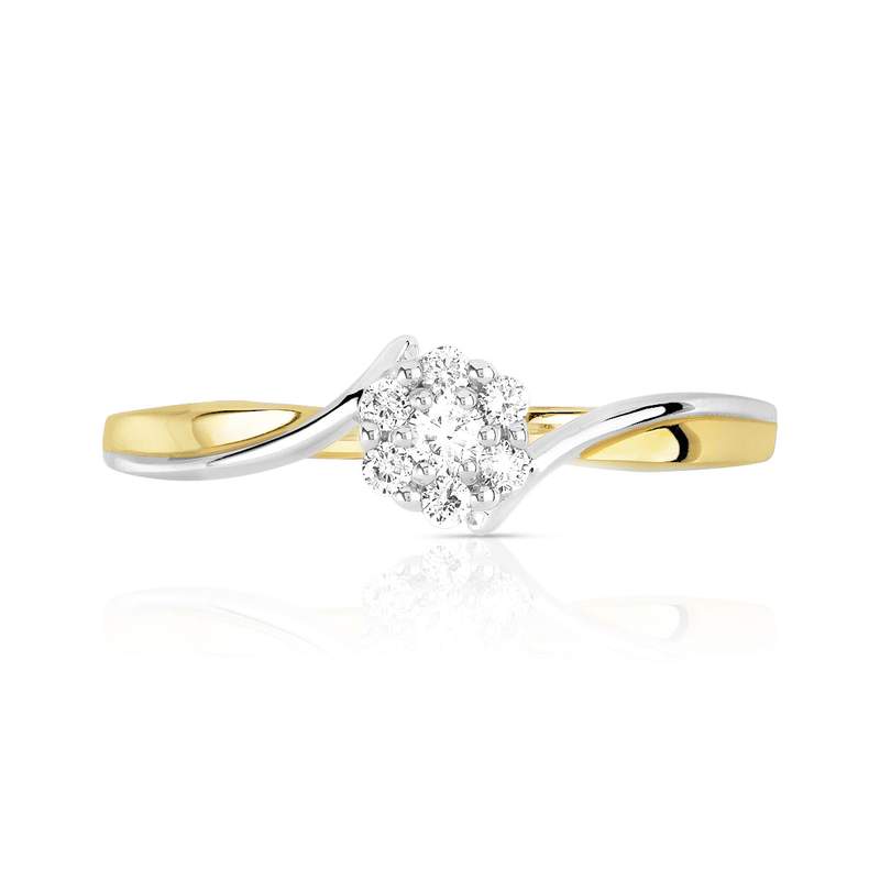 Bague or 750 2 tons fleur diamants - vue 3