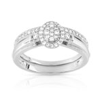 Bague et alliance 1/2 tour or 750 blanc diamant - vue 1