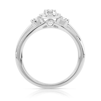 Bague et alliance 1/2 tour or 750 blanc diamant