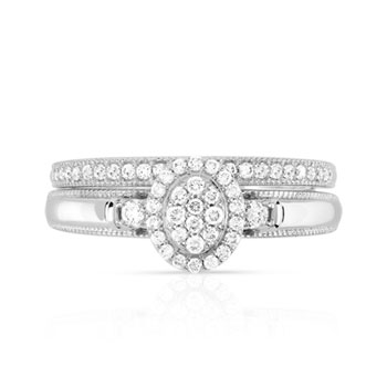 Bague et alliance 1/2 tour or 750 blanc diamant