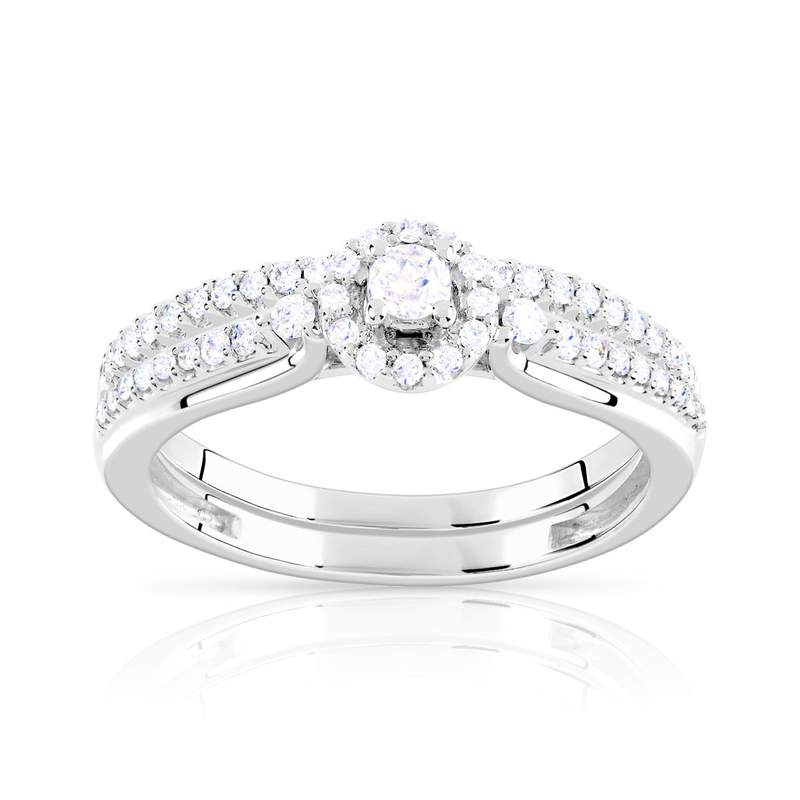 Bague et alliance 1/2 tours 2 ors 750 diamant - vue 1