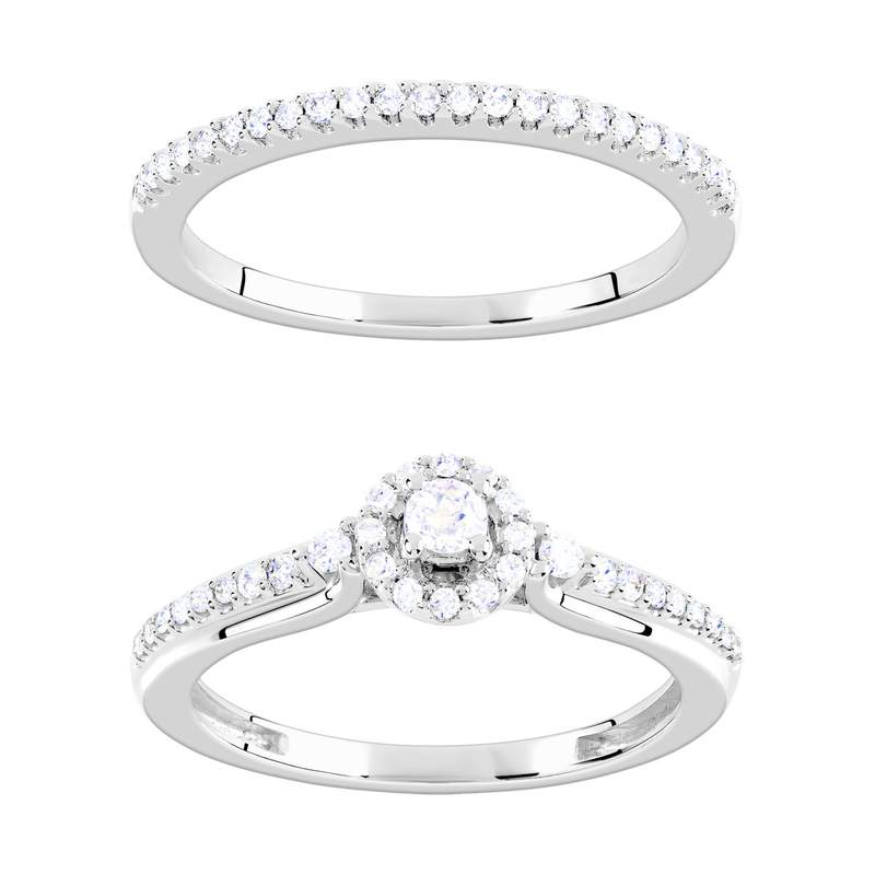 Bague et alliance 1/2 tours 2 ors 750 diamant - vue D1