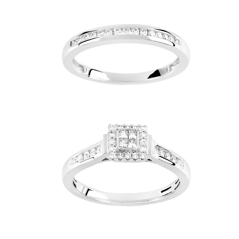 Bague et alliance 1/2 tours 2 ors 750 diamant - vue D1