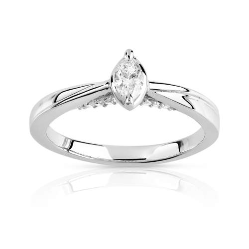 750 witgouden ring met diamant en saffier