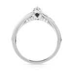 Bague or 750 blanc diamant et saphir - vue 2