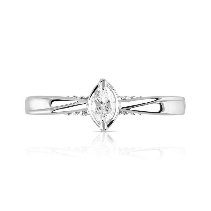 Bague or 750 blanc diamant et saphir - vue 3