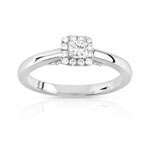 Bague or 750 blanc diamant et saphir - vue 1