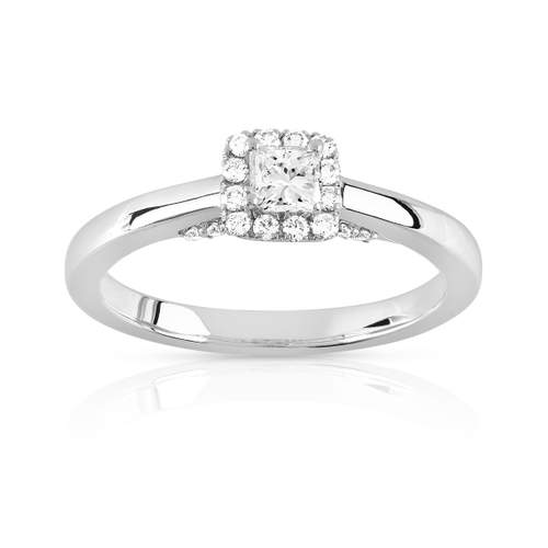 Bague or 750 blanc diamant et saphir