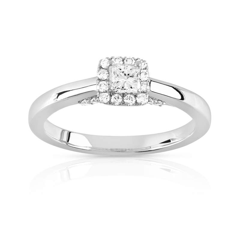 Bague or 750 blanc diamant et saphir - vue 1