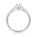 Bague or 750 blanc diamant et saphir - vue 2