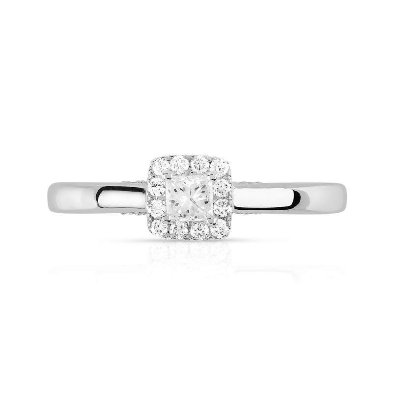 Bague or 750 blanc diamant et saphir - vue 3