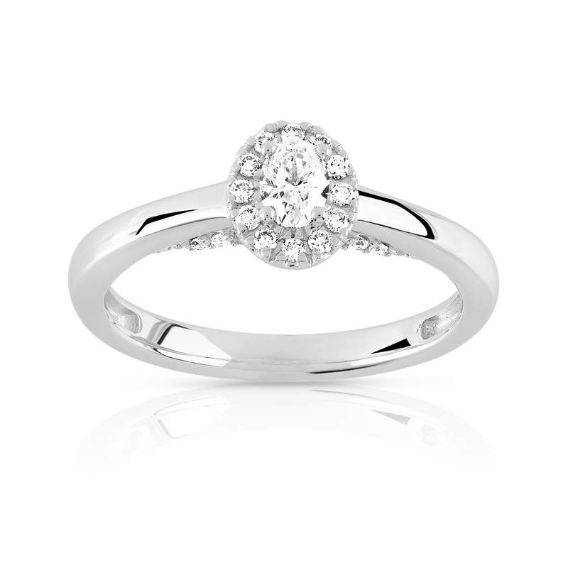 Bague or 750 blanc diamant et saphir - vue 1