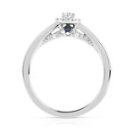 Bague or 750 blanc diamant et saphir - vue 2