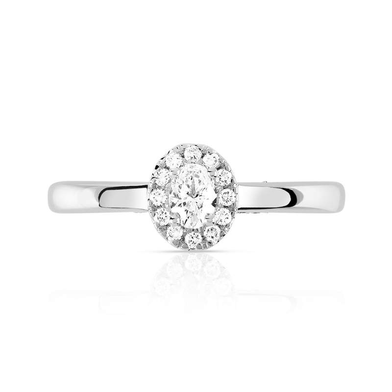 Bague or 750 blanc diamant et saphir - vue 3