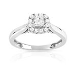 Bague or 750 blanc diamant et saphir - vue 1