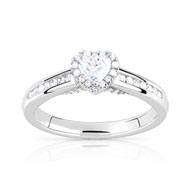 Bague or 750 blanc diamant et saphir