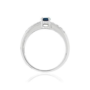 Bague or 750 blanc saphirs et diamants