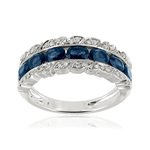 Bague or 750 blanc saphir et diamant - vue 1