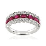 Bague or 750 blanc rubis et diamant - vue 1