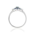 Bague or 750 blanc fleur saphirs et diamants - vue 2