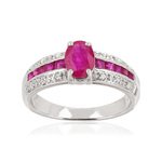 Bague or 750 blanc rubis et diamant - vue 1
