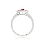 Bague or 750 blanc fleur rubis et diamants - vue 2