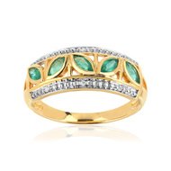 Bague or 750 2 tons emeraude et diamant